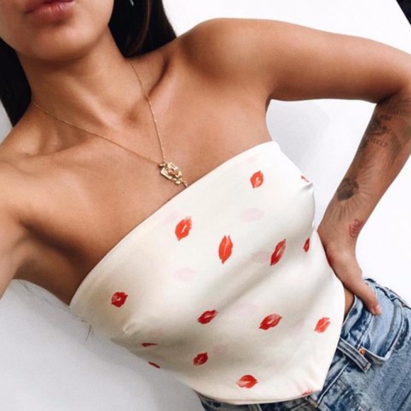 Honey Punch Tops - Honey Punch White Satin Bandana Tie Up Top